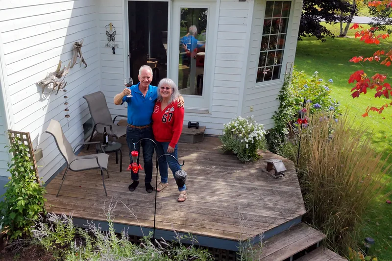 Brian and Beverly Cooper on their back deck